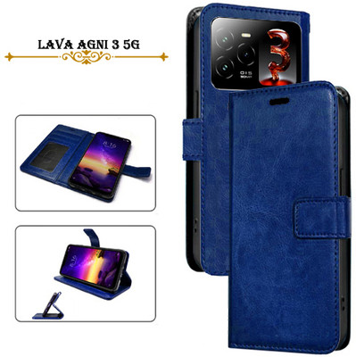 Asmart Flip Cover for Lava Agni 3 5G(Blue, Pack of: 1)