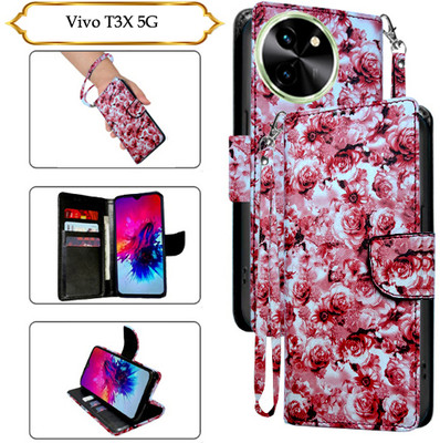 Asmart Flip Cover for Vivo T3X 5G(Red, Pack of: 1)