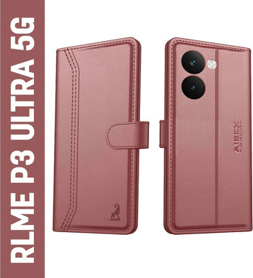 AIBEX Flip Cover for Realme P3 Ultra 5G|Premium Leather Finish | Magnetic Closure | Kickstand Feature(Brown, Magnetic Case, Pack of: 1)