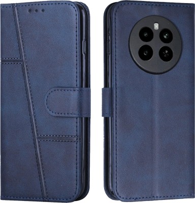 FoneShield Flip Cover for realme P1 5G / realme 12+ 5G / realme Narzo 70 Pro 5G| Leather | Built-in Stand|Card Slots(Blue, Card Holder, Pack of: 1)