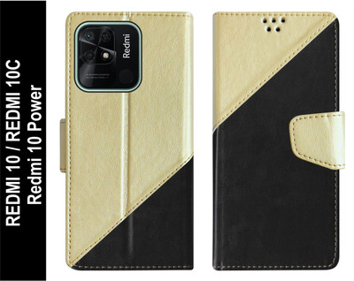 SBMS Flip Cover for REDMI 10 / REDMI 10C / Redmi 10 Power Back Cover Case with Magnatic Closure(Black, Shock Proof, Pack of: 1)