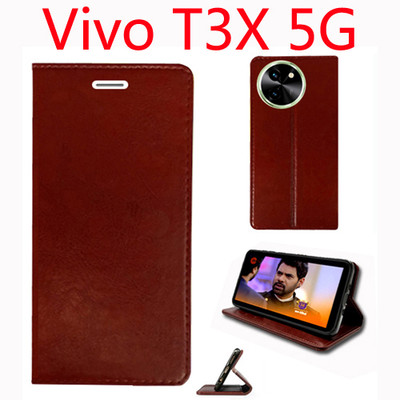 Toklot Flip Cover for Vivo T3X 5G(Brown, Pack of: 1)