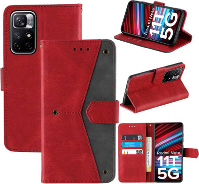 Aaghosh Flip Cover for Redmi Note 11T 5G, POCO M4 Pro 5G(Red, Shock Proof, Pack of: 1)