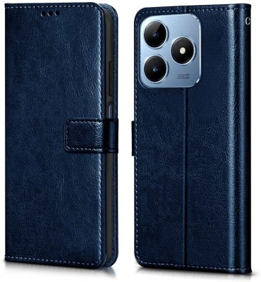 WOW Imagine Flip Cover for Realme Narzo N63 Flexible | Leather Finish | Card Pockets Wallet & Stand(Blue, Magnetic Case, Pack of: 1)