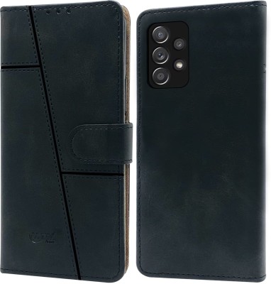 spaziogold Flip Cover for Samsung Galaxy A72(Premium Leather Material | Built-in Stand | Card Slots and Wallet)(Black, Dual Protection, Pack of: 1)