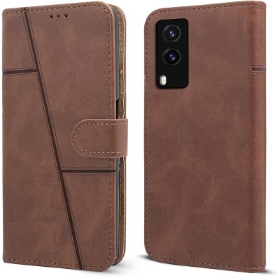 spaziogold Flip Cover for Vivo V 21e 5G (Premium Leather Material | Built-in Stand | Card Slots and Wallet)(Brown, Dual Protection, Pack of: 1)