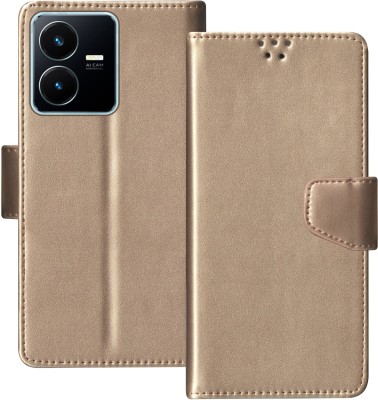 SBMS Flip Cover for Vivo Y22(Gold, Shock Proof, Pack of: 1)