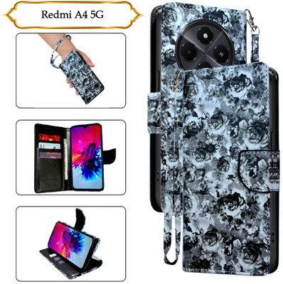 PARGO Flip Cover for Redmi A4 5G(Black, Pack of: 1)