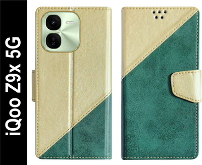 SBMS Flip Cover for iQoo Z9x 5G Back Cover Case with Magnatic Closure | Inbuilt Stand | Card & Money Pocket(Green, Shock Proof, Pack of: 1)