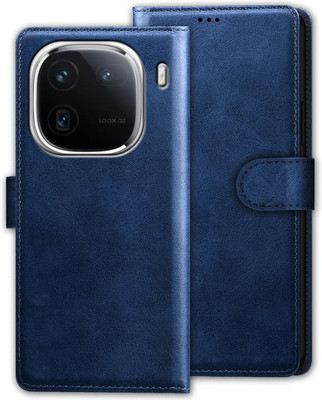 Xester Flip Cover for IQOO 12 5G |Vegan PU Leather |Foldable Stand & Pocket |Magnetic Closure(Blue, Dual Protection, Pack of: 1)