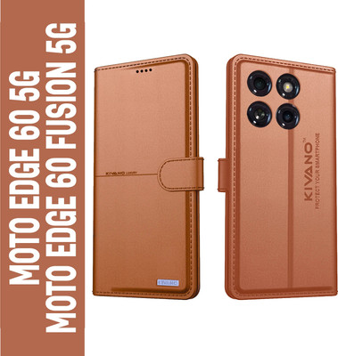 KIVANO Flip Cover for Motorola Edge 60 5G / Motorola Edge 60 Fusion 5G|Premium Leather Wallet Case|Magnetic(Brown, Magnetic Case, Pack of: 1)