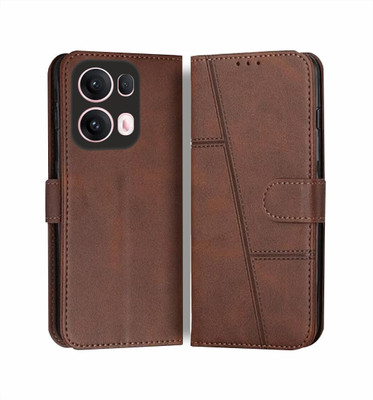 iFlip Flip Cover for Oppo Reno 13 Pro 5G, Card Pockets Wallet & Stand, Wallet Style Flip Back Case Cover(Brown, Magnetic Case, Pack of: 1)