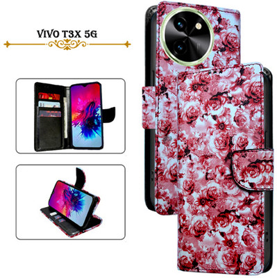 Asmart Flip Cover for Vivo T3X 5G(Red, Pack of: 1)