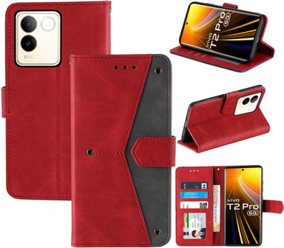 Autofocus Flip Cover for Vivo T2 Pro 5G(Red, Camera Bump Protector, Pack of: 1)