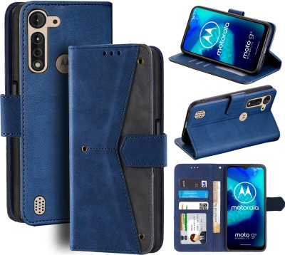 Unistuff Flip Cover for Motorola G8 Power Lite(Blue, Camera Bump Protector, Pack of: 1)