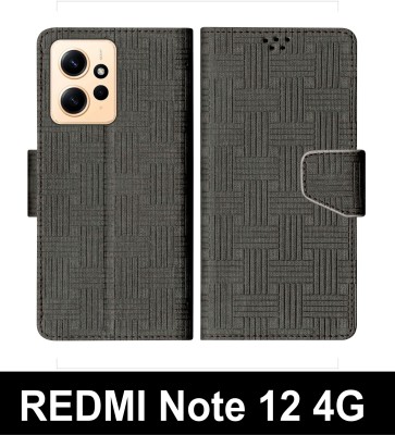 Telecase Flip Cover for REDMI Note 12 4G(Black, Shock Proof, Pack of: 1)