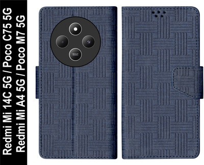 SBMS Flip Cover for Xiaomi Mi Redmi 14C 5G / Poco M7 5G / Poco C75 5G / Redmi A4 5G Back Cover Case(Blue, Shock Proof, Pack of: 1)