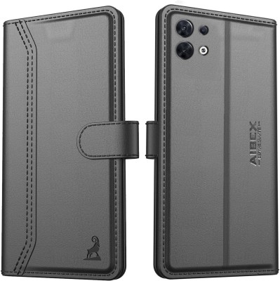 AIBEX Flip Cover for Oppo Reno 8 Pro 5G|Vegan PU Leather |Foldable Stand & Pocket(Black, Cases with Holder, Pack of: 1)