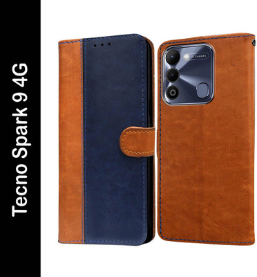 Casotec Flip Cover for Tecno Spark 9 4G(Blue, Pack of: 1)