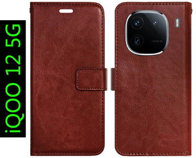 Toklot Flip Cover for iQOO 12 5G(Brown, Pack of: 1)