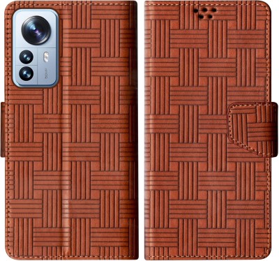 Telecase Flip Cover for Xiaomi Mi 12 pro 5G(Brown, Shock Proof, Pack of: 1)
