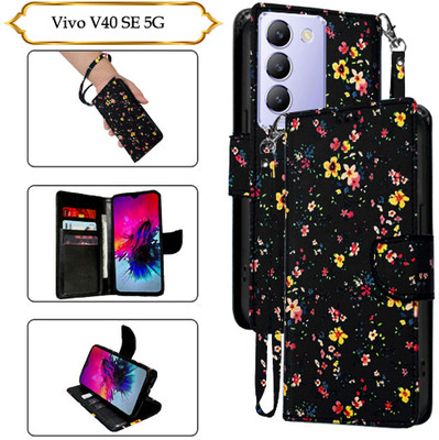 Asmart Flip Cover for Vivo V40 SE 5G(Black, Pack of: 1)