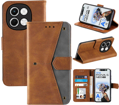 Autofocus Flip Cover for Tecno Pova 6 Neo 5G(Brown, Camera Bump Protector, Pack of: 1)