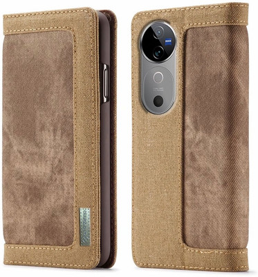 Clickcase Flip Cover for vivo V40 5G(Brown, Dual Protection)