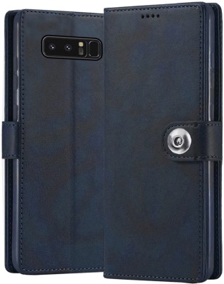 ClickAway Flip Cover for Samsung Galaxy Note 8 | Premium Luxury Button Design Magnetic Back Cover(Blue, Shock Proof, Pack of: 1)
