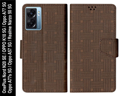 SBMS Flip Cover for OnePlus Nord N20 SE / OPPO K10 5G / A77 / A77s 5G / A57 5G / Realme Narzo 50 5G(Brown, Shock Proof, Pack of: 1)