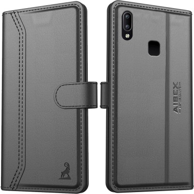 AIBEX Flip Cover for Vivo Y95 / Vivo Y93 / Vivo Y91|Vegan PU Leather |Foldable Stand & Pocket |Magnetic Closure(Black, Cases with Holder, Pack of: 1)