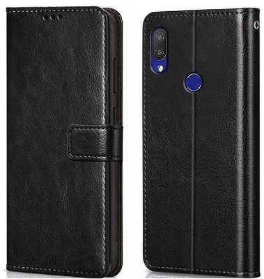 AKSP Flip Cover for Redmi Y3 Leather Finish and Card Pockets(Black, Magnetic Case, Pack of: 1)