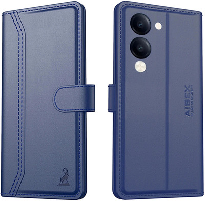 AIBEX Flip Cover for Vivo T4 Lite 5G / iQOO Z10 Lite 5G / Vivo Y19 5G / Vivo Y19e|Premium Leather Finish(Blue, Magnetic Case, Pack of: 1)
