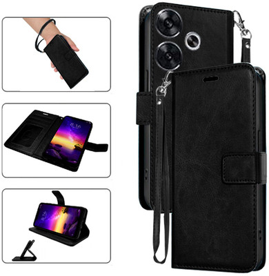 Cutemart Flip Cover for Poco F6 5G(Black, Pack of: 1)