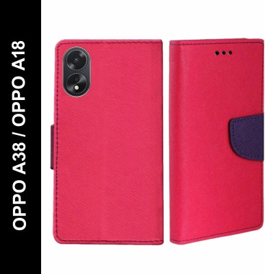 Wristlet Flip Cover for OPPO A38, OPPO A18(Pink, Cases with Holder, Pack of: 1)