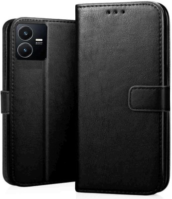 Casesily Flip Cover for Vivo Y22 Leather Wallet Case(Black, Cases with Holder, Pack of: 1)
