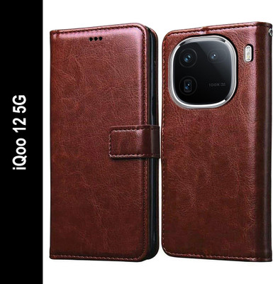 Casotec Flip Cover for iQOO 12 5G(Brown, Pack of: 1)