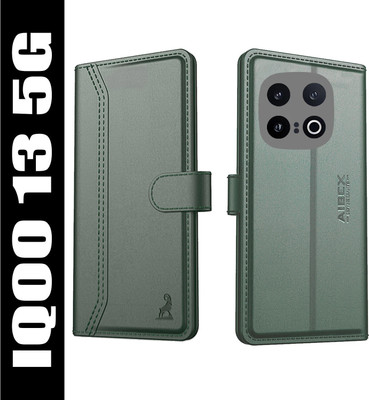 AIBEX Flip Cover for iQOO 13 5G|Premium Leather Finish | Magnetic Closure | Kickstand Feature | Shockproof(Green, Magnetic Case, Pack of: 1)
