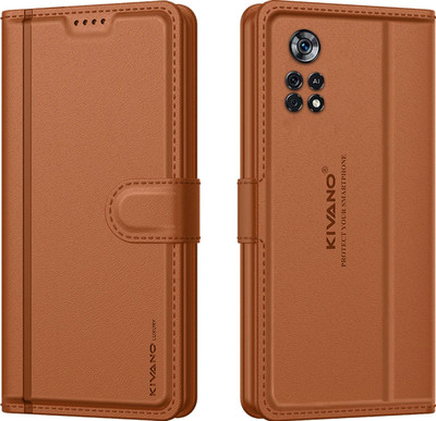 KIVANO LUXE Flip Cover for Poco X4 Pro 5G(Brown, Magnetic Case, Pack of: 1)