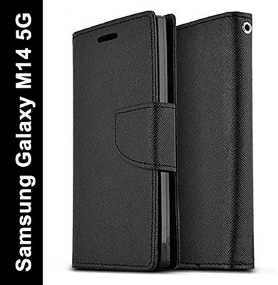 Aarov Flip Cover for Samsung Galaxy M14 5G(Black, Dual Protection, Pack of: 1)