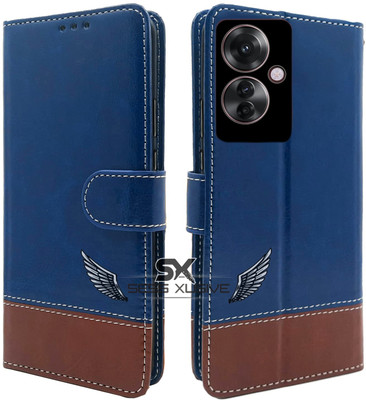 SESS XUSIVE Flip Cover for Oppo F25 Pro 5G -Dual-Color Leather Finish Wallet - Blue & Brown(Brown, Dual Protection)