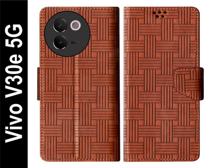 SBMS Flip Cover for Vivo V30e 5G Back Cover Case with Magnatic Closure | Inbuilt Stand | Card & Money Pocket(Brown, Shock Proof, Pack of: 1)