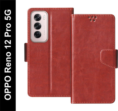 SBMS Flip Cover for OPPO Reno 12 Pro 5G / Reno12 Pro 5G(Brown, Shock Proof, Pack of: 1)