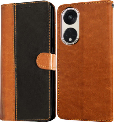 Casotec Flip Cover for Oppo Reno8T 5G(Brown, Pack of: 1)