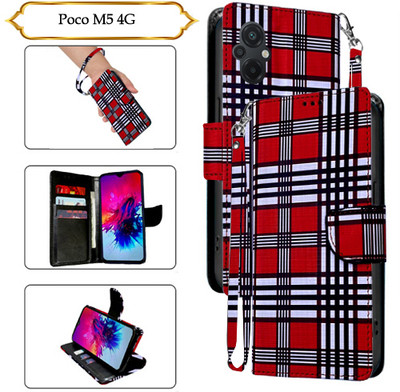 SALGO Flip Cover for Poco M5 4G(Red, Pack of: 1)