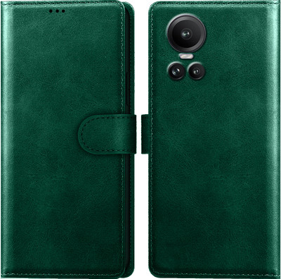 Roxel Flip Cover for Oppo Reno 10 Pro 5G |Vegan PU Leather |Foldable Stand & Pocket |Magnetic Closure(Green, Dual Protection, Pack of: 1)
