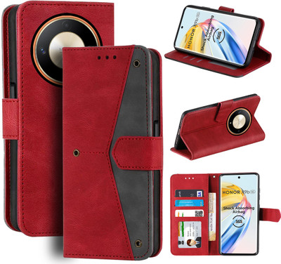 Unistuff Flip Cover for Honor X9b 5G(Red, Camera Bump Protector, Pack of: 1)