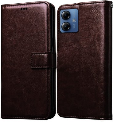 Luxury Counter Front & Back Case for Motorola Moto G14 | New Luxury Trending Wallet Flip Cover Case, Coffee Shade(Brown, Grip Case, Pack of: 1)