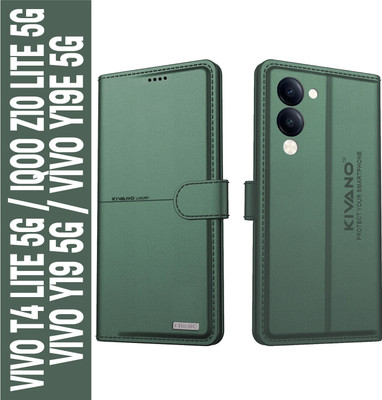 KIVANO Flip Cover for Vivo T4 Lite 5G / iQOO Z10 Lite 5G / Vivo Y19 5G / Vivo Y19e|Premium Leather Wallet Case(Green, Magnetic Case, Pack of: 1)