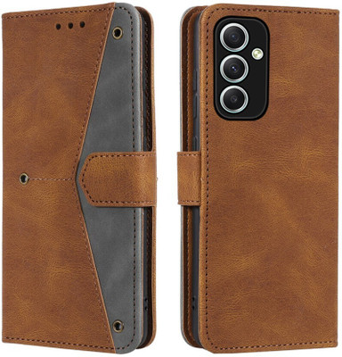 Aarov Flip Cover for Samsung Galaxy F54 5G(Brown, Dual Protection)